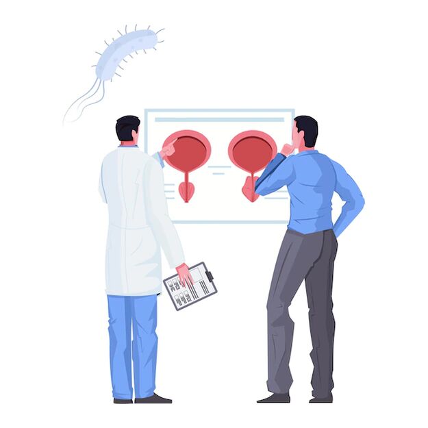 A man with signs of cystitis at a consultation with a urologist